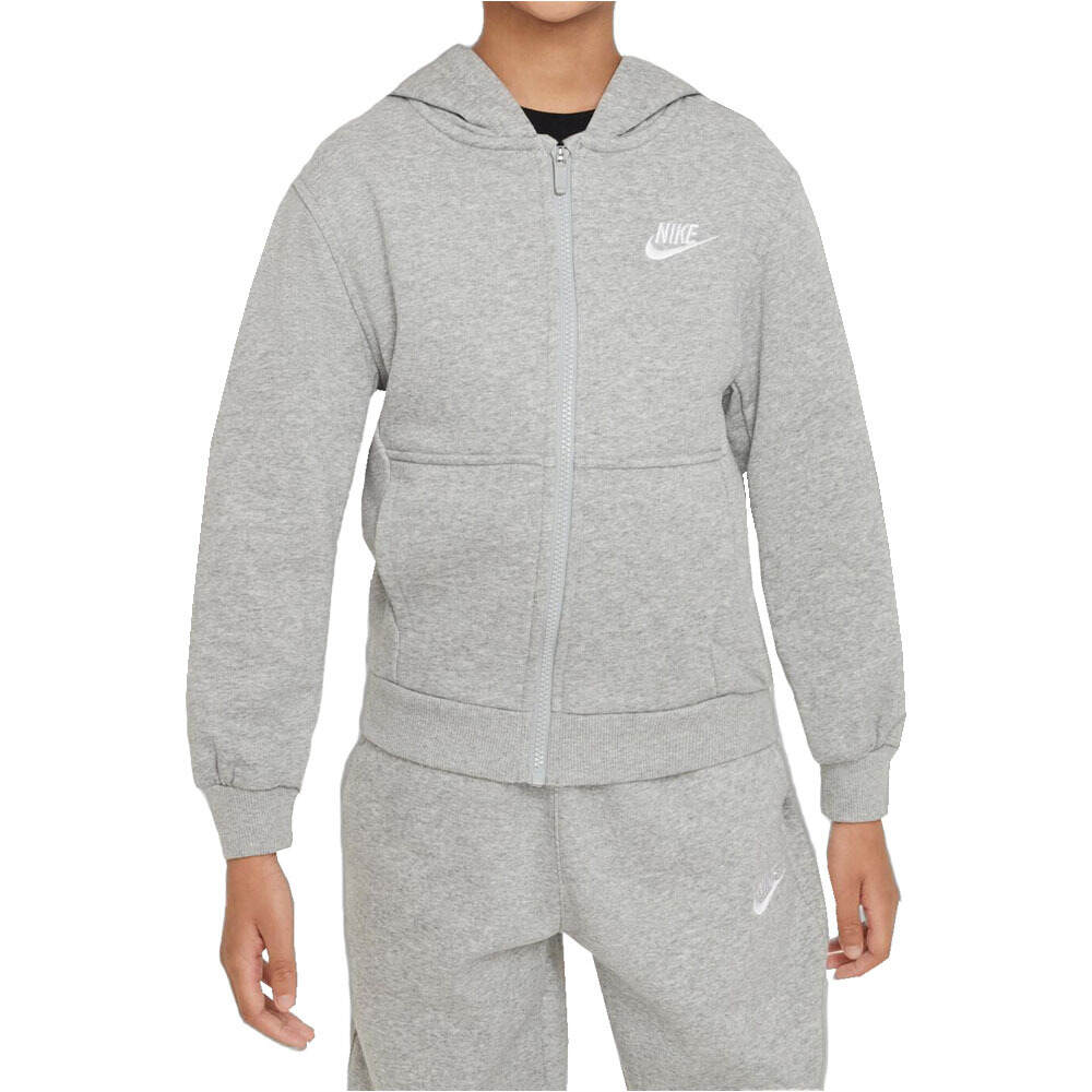 Nike sudadera niño K NSW CLUB FT HD FZ LS LBR vista frontal