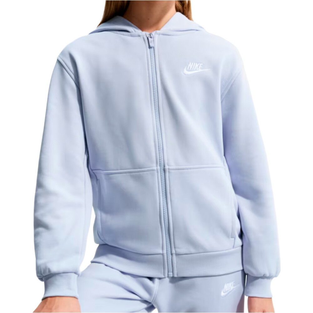 Nike sudadera niño K NSW CLUB FT HD FZ LS LBR vista frontal