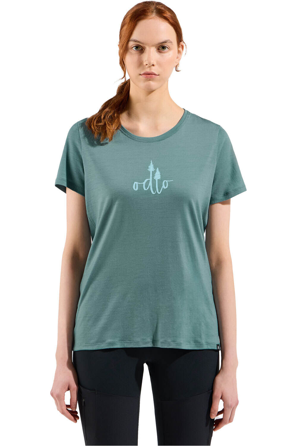 Odlo camiseta montaña manga corta mujer ASCENT MERINO 160 TREE LOGO vista frontal