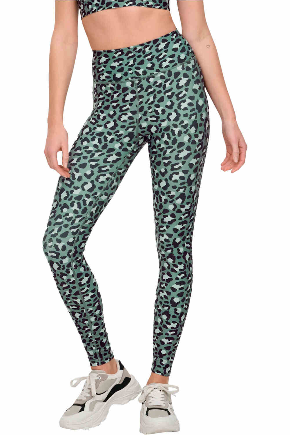 Only pantalones y mallas largas fitness mujer ONPJAM-2-MILLE HW AOP vista frontal