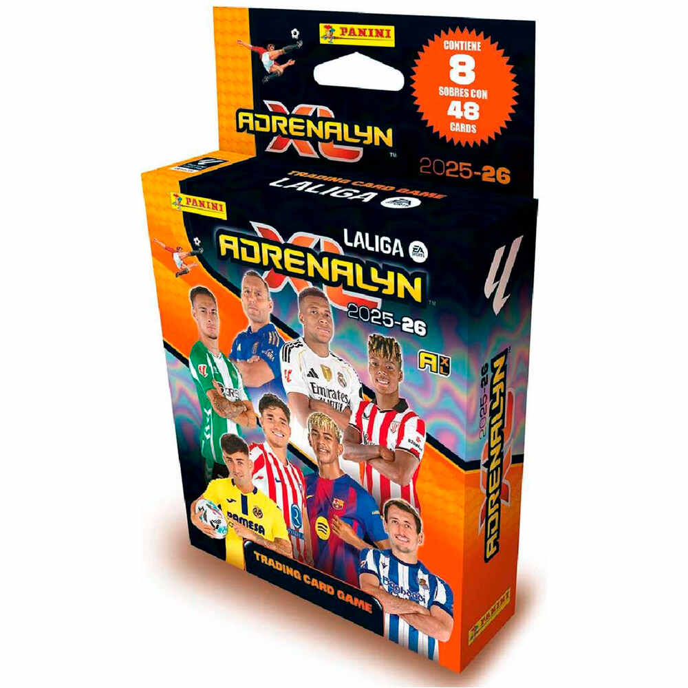 Panini colecciona d.equipo Ecoblister 8 sobres Adrenalyn 2025/2026 vista frontal