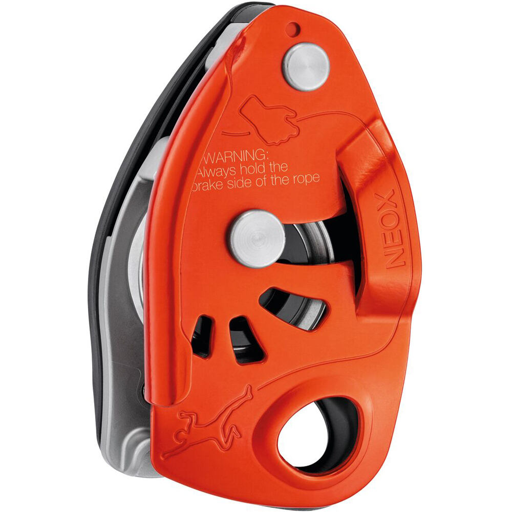Petzl asegurador escalada Asegurador NEOX Naranja vista frontal