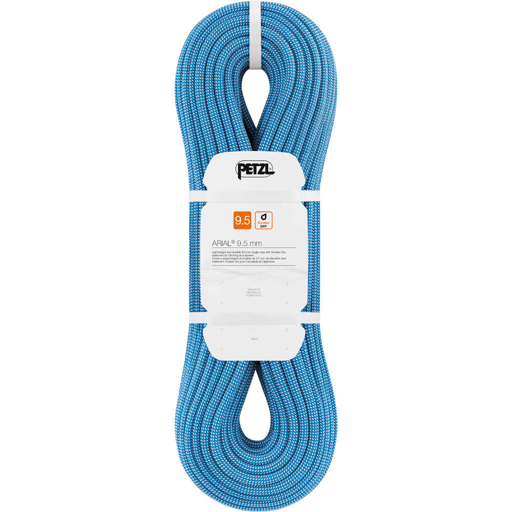 Petzl cuerda escalada CORDE ARIAL 9.5 MM BLEU 80m vista frontal