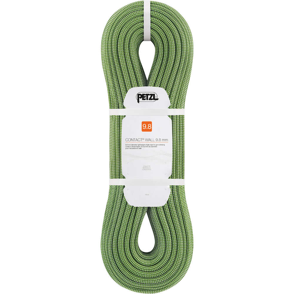 Petzl cuerda escalada CORDE CONTACT WALL 9.8 MM VERTE 40m vista frontal