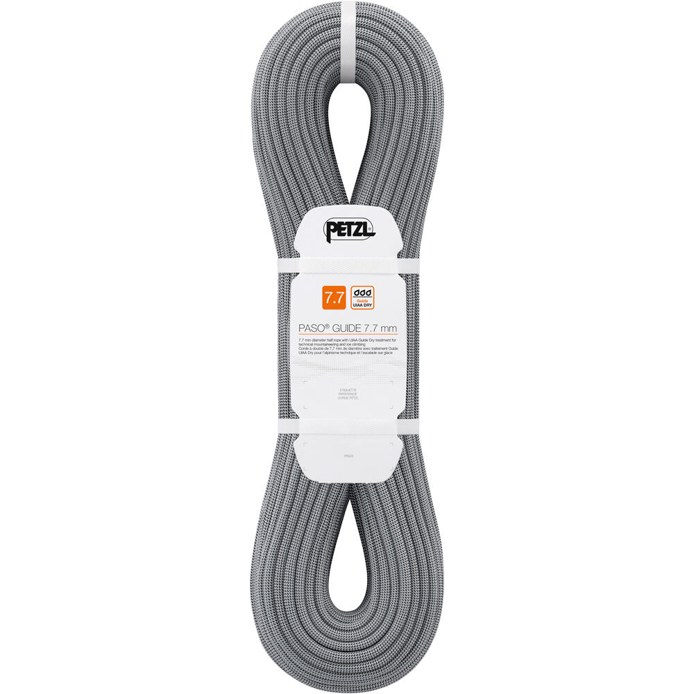 Petzl cuerda escalada DOBLE PASO GUIDE  7,7 mm 50 m GR vista frontal