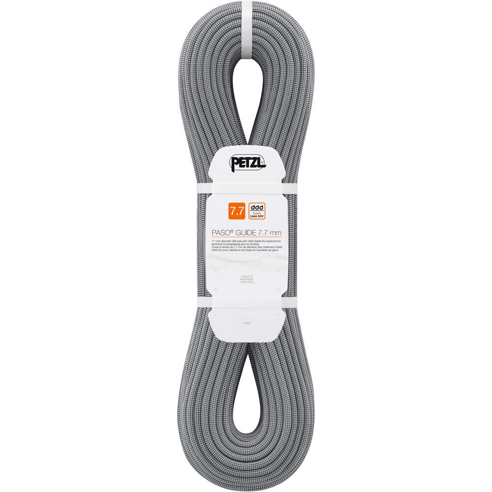 Petzl cuerda escalada DOBLE PASO GUIDE  7,7 mm 60 m GR vista frontal