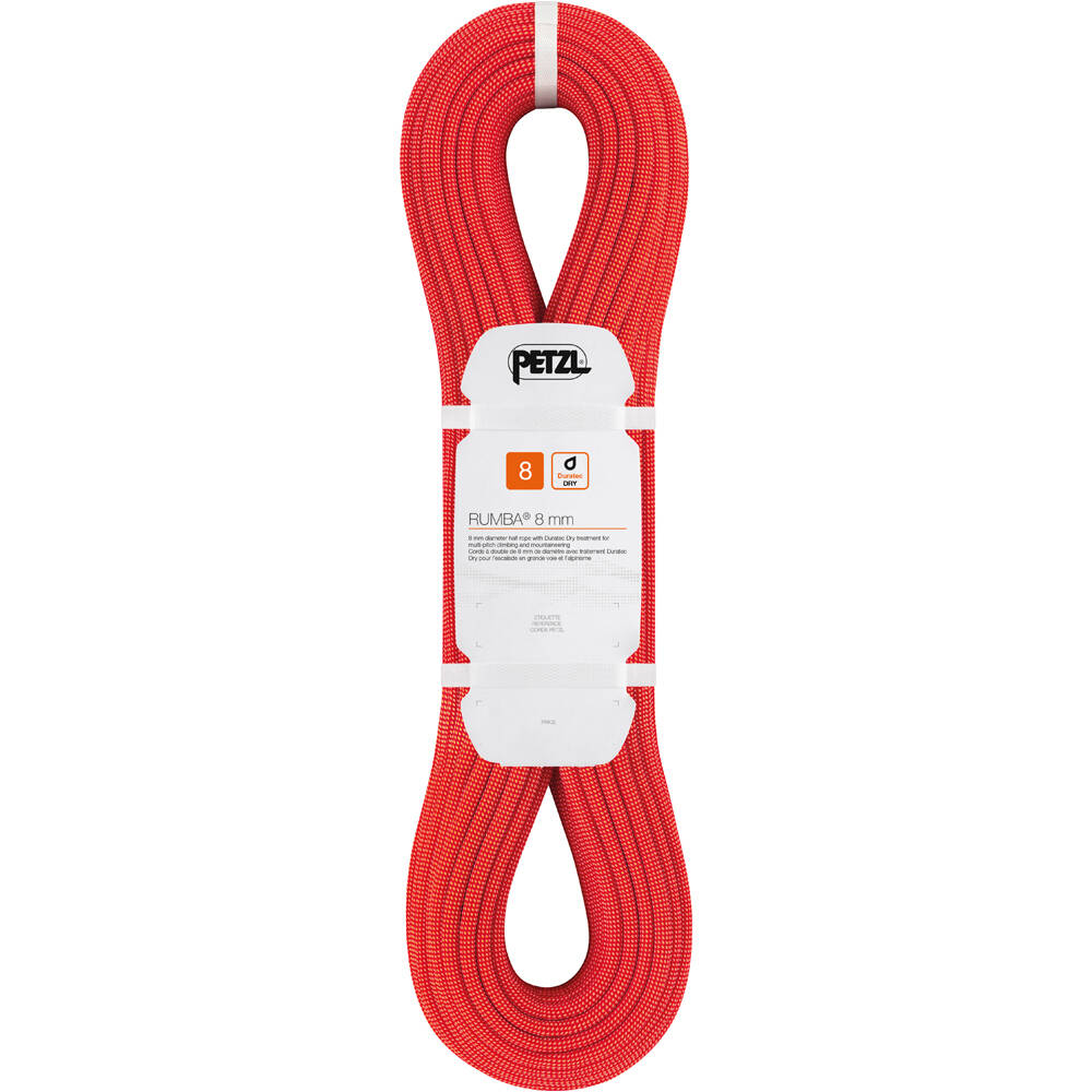 Petzl cuerda escalada DOBLE RUMBA  8 mm 60 m RO vista frontal