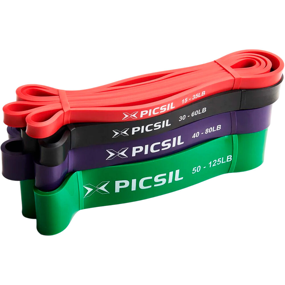 Picsil tensores musculación Resistance Elastic Band Pack - 4 bands vista frontal
