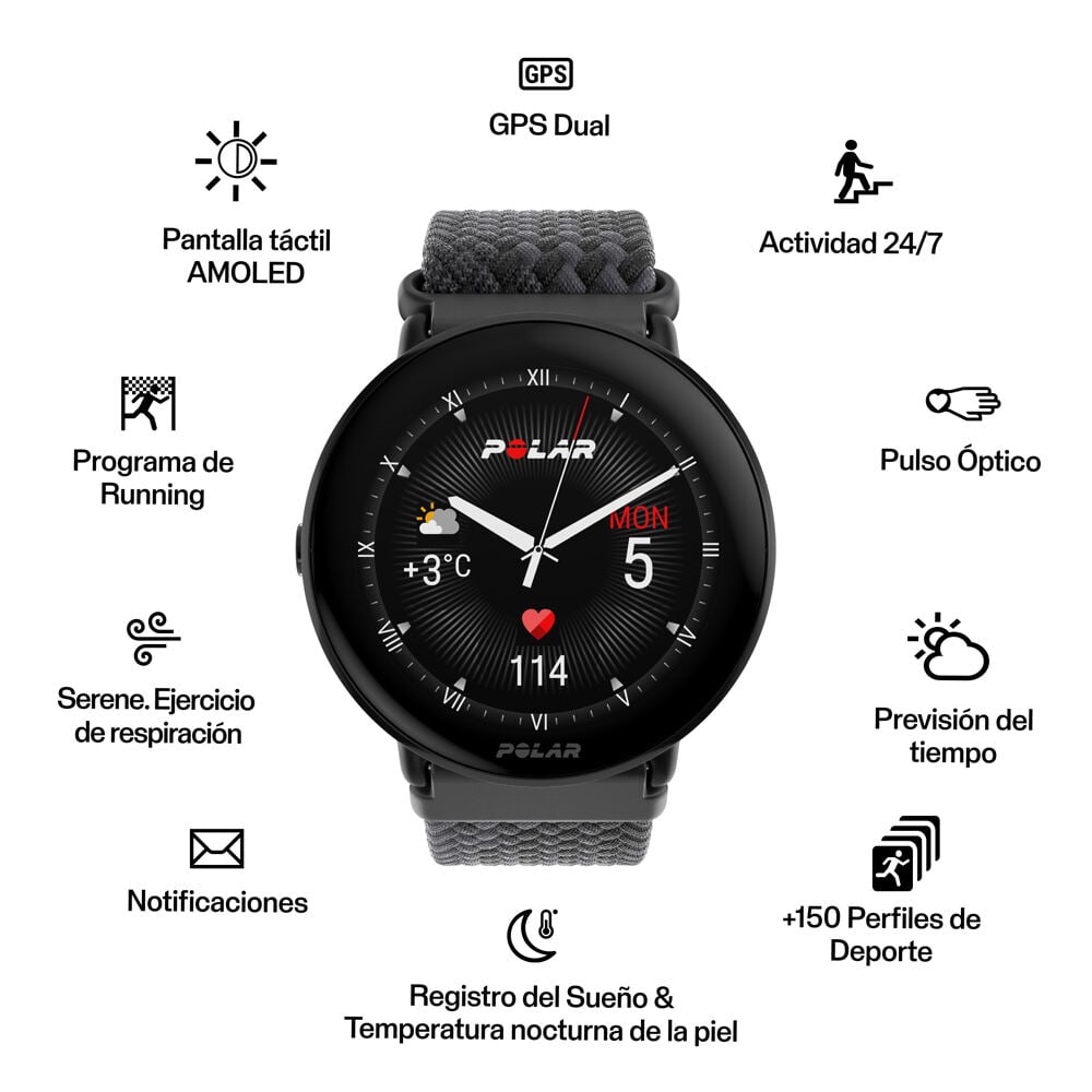 Polar pulsómetros con gps IGNITE 3 BRAIDED YARN BLK S-L 07