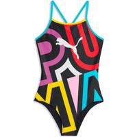 Puma bañador natación niña GIRLS PLACED PRINT SWIMSUIT 1P vista frontal
