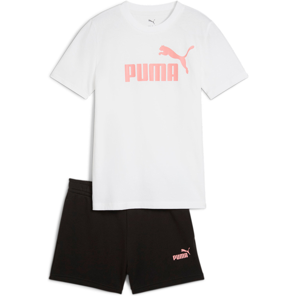 Puma bermuda junior niña ESS No.1 Logo Tee and Shorts Set G vista frontal