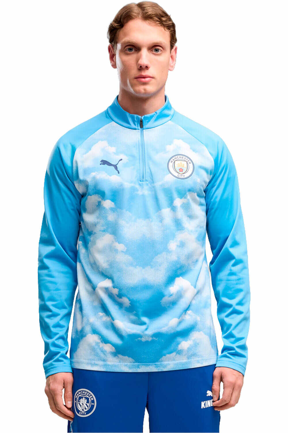 Puma camiseta de fútbol oficiales MCFC Warm Up 1/4 Zip vista frontal