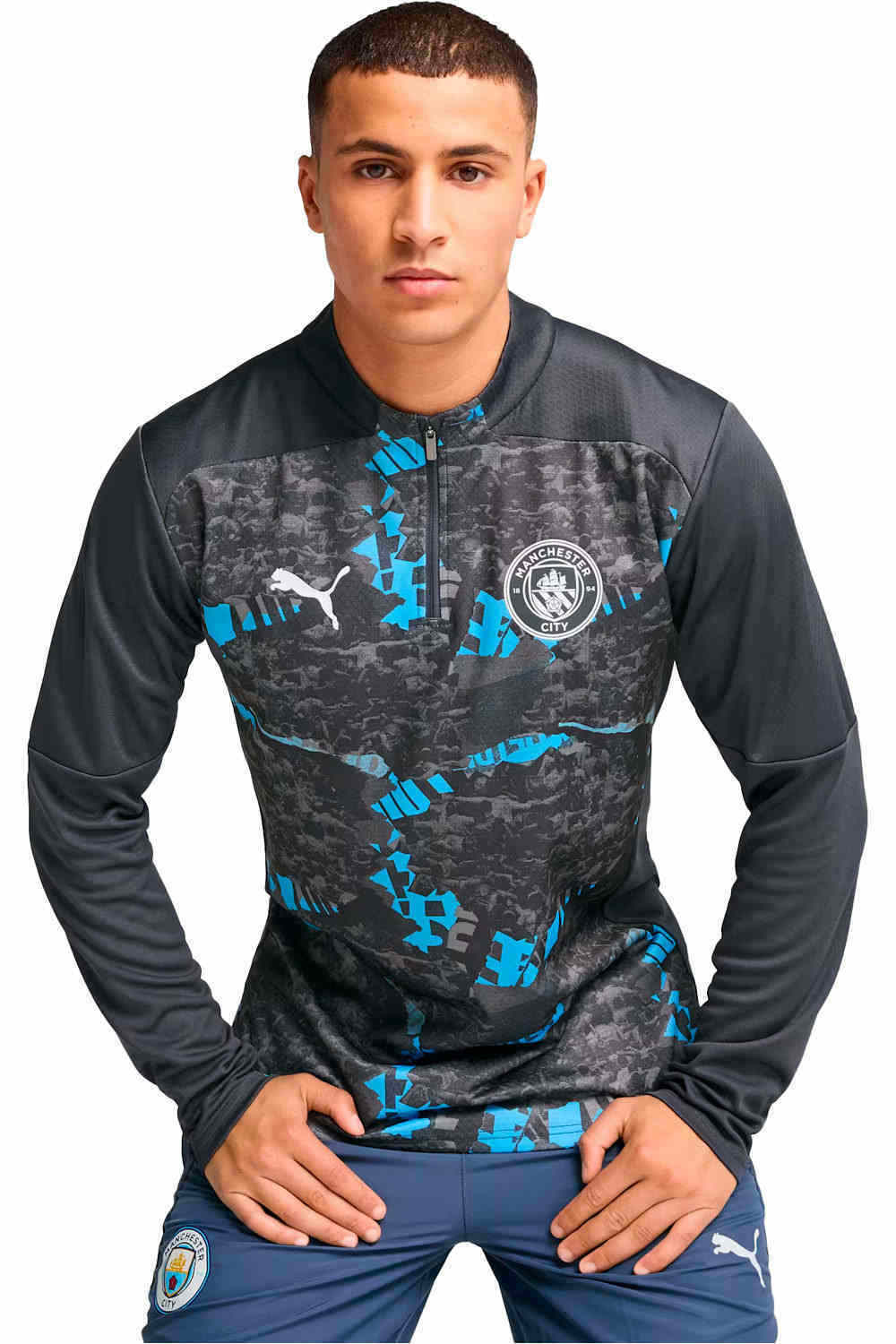 Puma camiseta de fútbol oficiales M.CITY 25 Prematch 1/4 Zip Top vista frontal