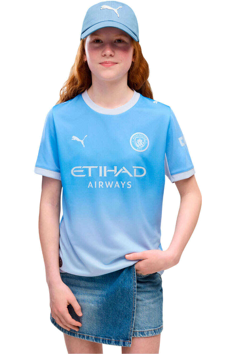 Puma camiseta de fútbol oficiales niño M. CITY 27 JERSEY HOME JR vista frontal