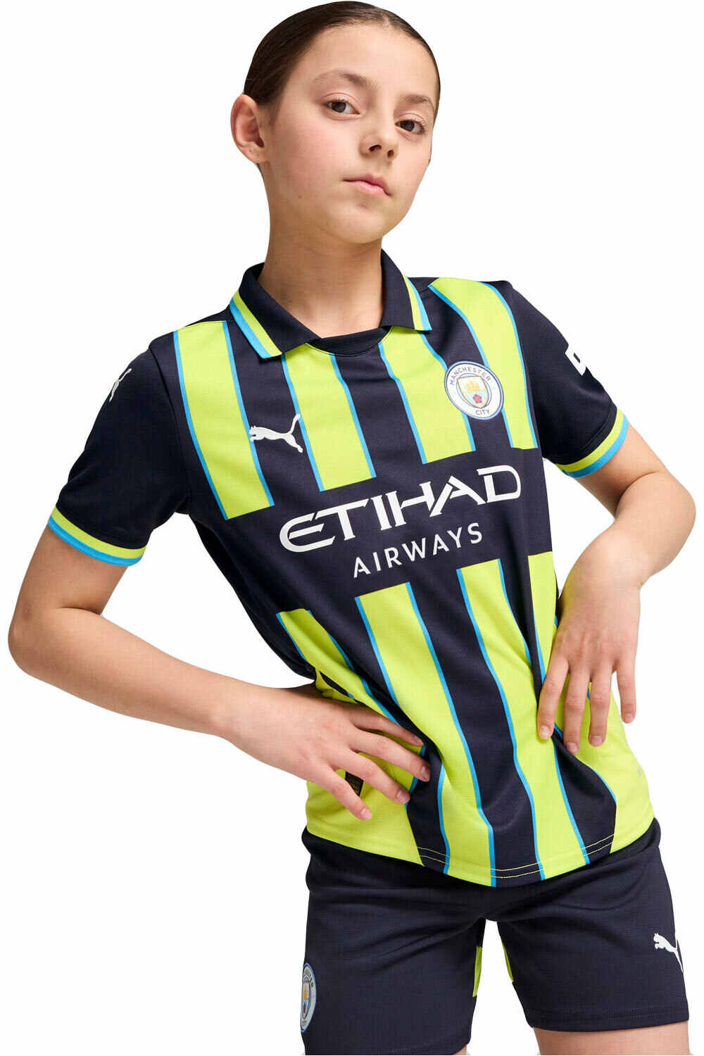 Puma camiseta de fútbol oficiales niño M.CITY 25 Away Jersey Replica Jr vista detalle