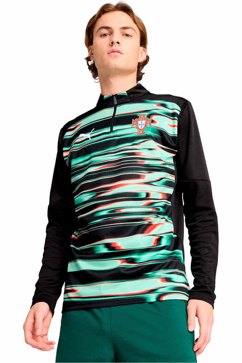 Puma camiseta de fútbol oficiales PORTUGAL 25 Prematch 1/4 ZipTop vista frontal