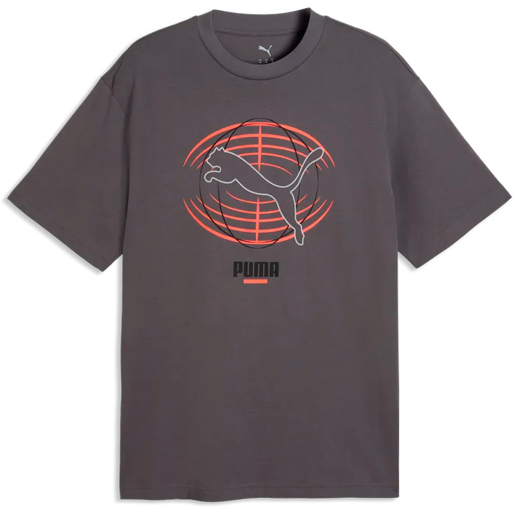 Puma camiseta manga corta hombre PUMATECH Relaxed Gra vista frontal