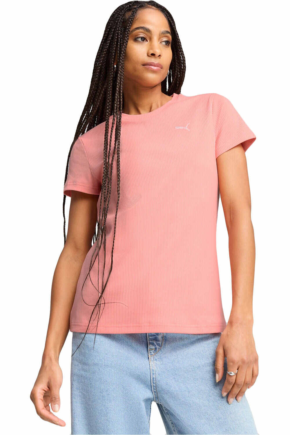 Puma camiseta manga corta mujer ESS ELEVATED Rib Tee vista frontal