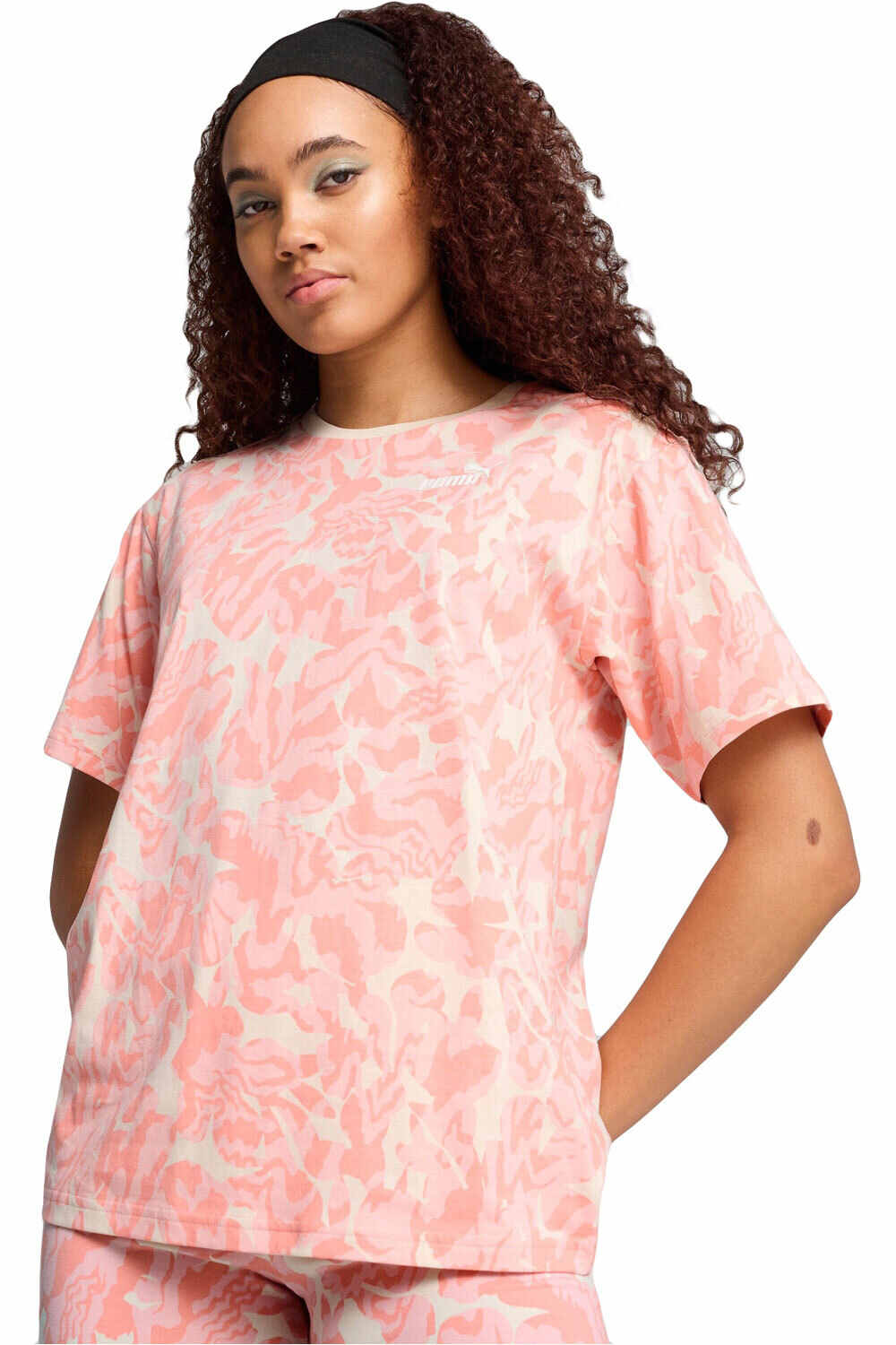 Puma camiseta manga corta mujer ESS NATURE 2.0 Relaxed AOP Tee vista frontal
