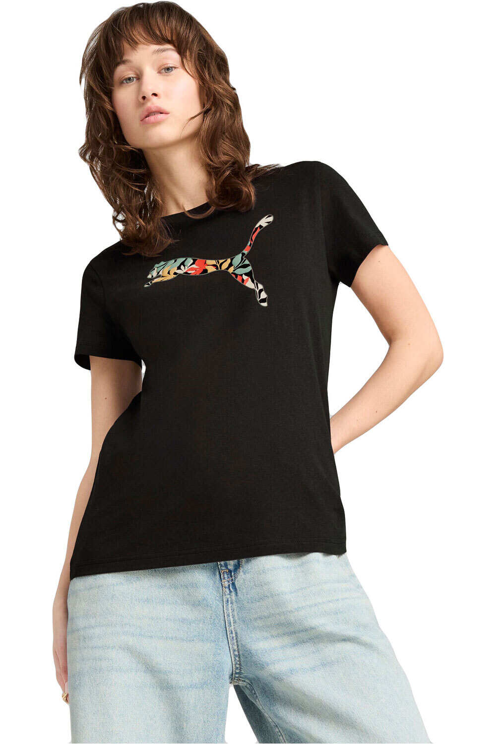 Puma camiseta manga corta mujer GRAPHICS Floral Cat Logo Tee vista frontal