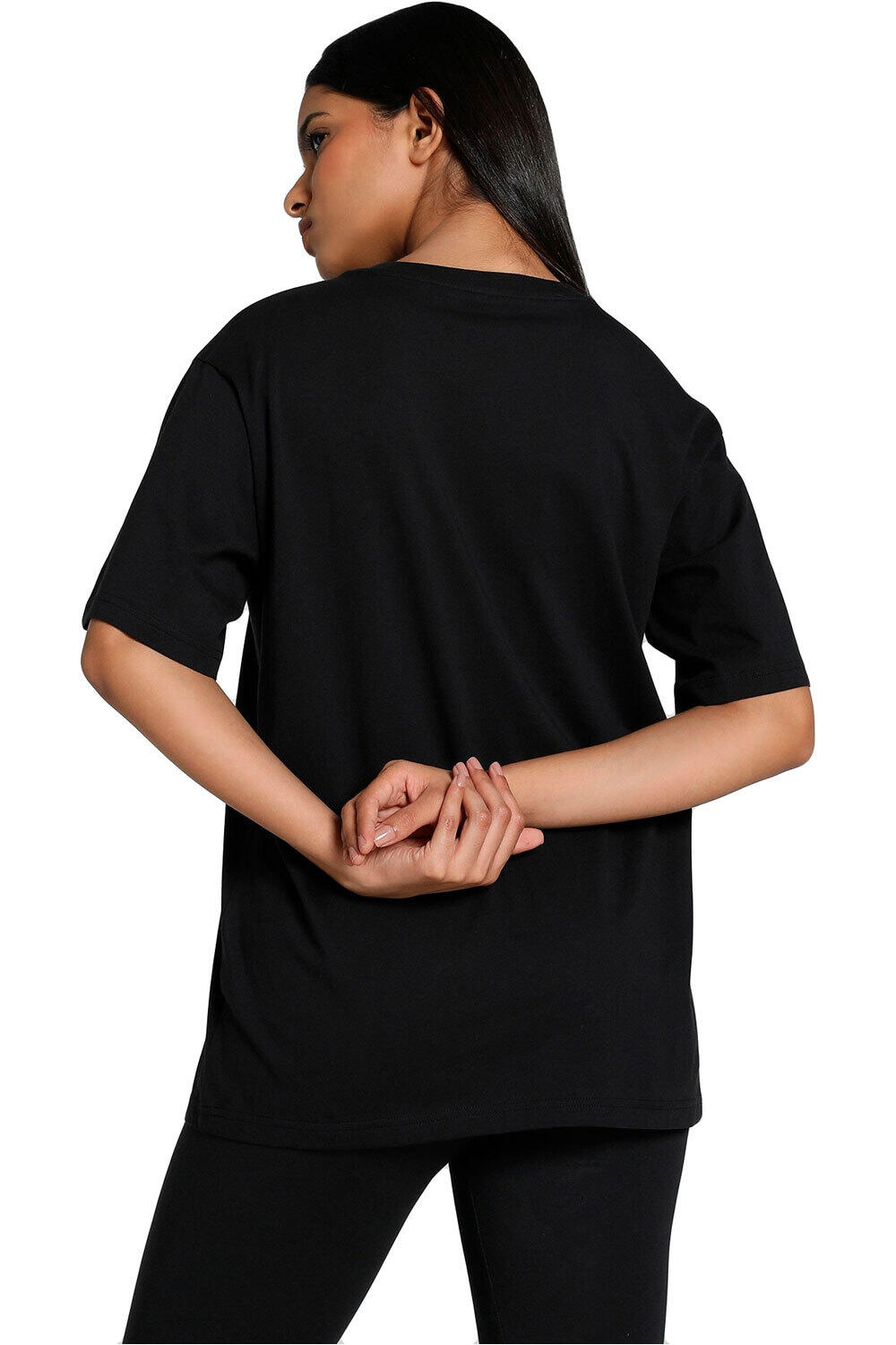 Puma camiseta manga corta mujer GRAPHICS Stacked No. 1 Logo Relaxed Tee vista trasera