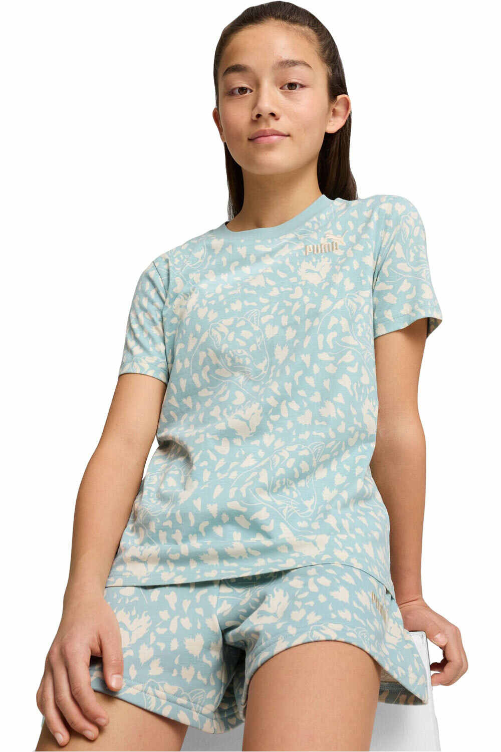 Puma camiseta manga corta niña FLAMING LOVE AOP Tee G vista frontal