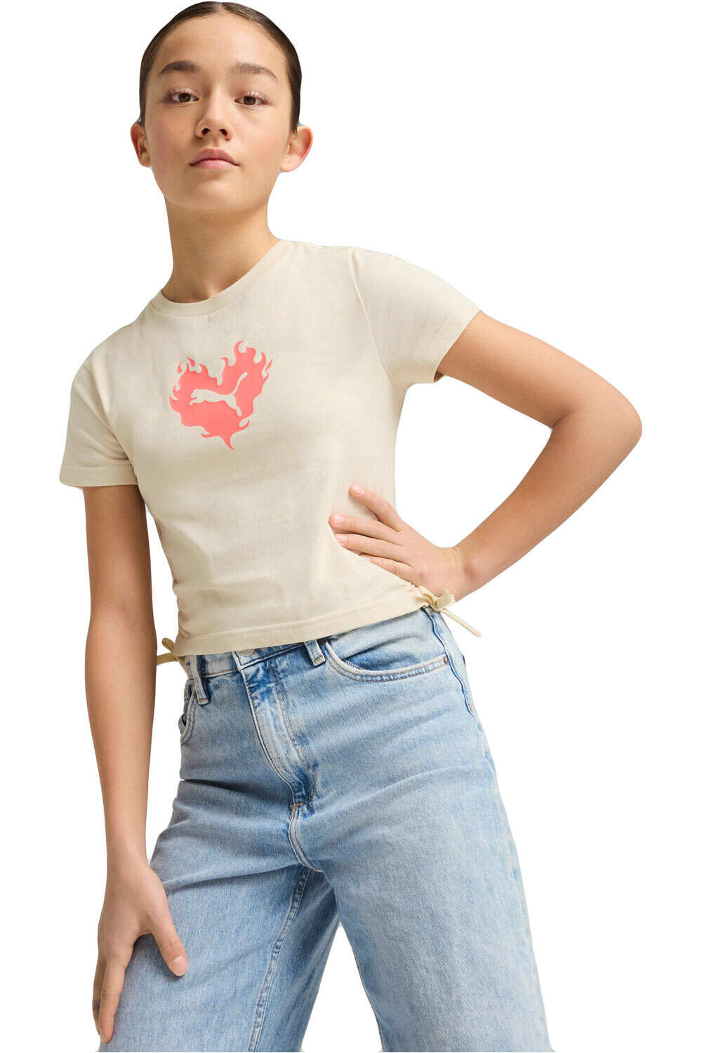 Puma camiseta manga corta niña FLAMING LOVE Knotted Tee G vista frontal