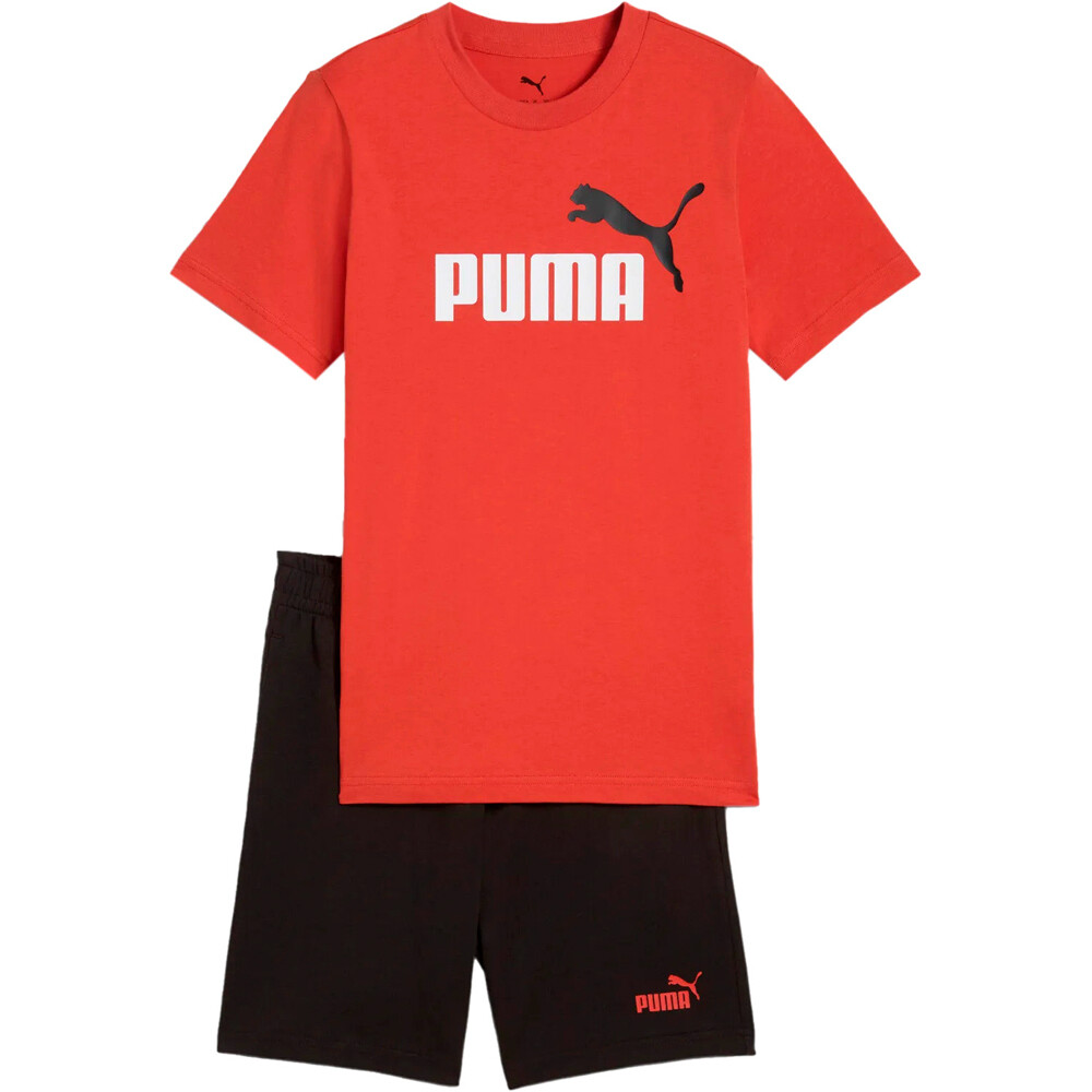 Puma camiseta manga corta niño ESS 2 COLOR No. 1 Logo Tee and Shorts Se vista frontal
