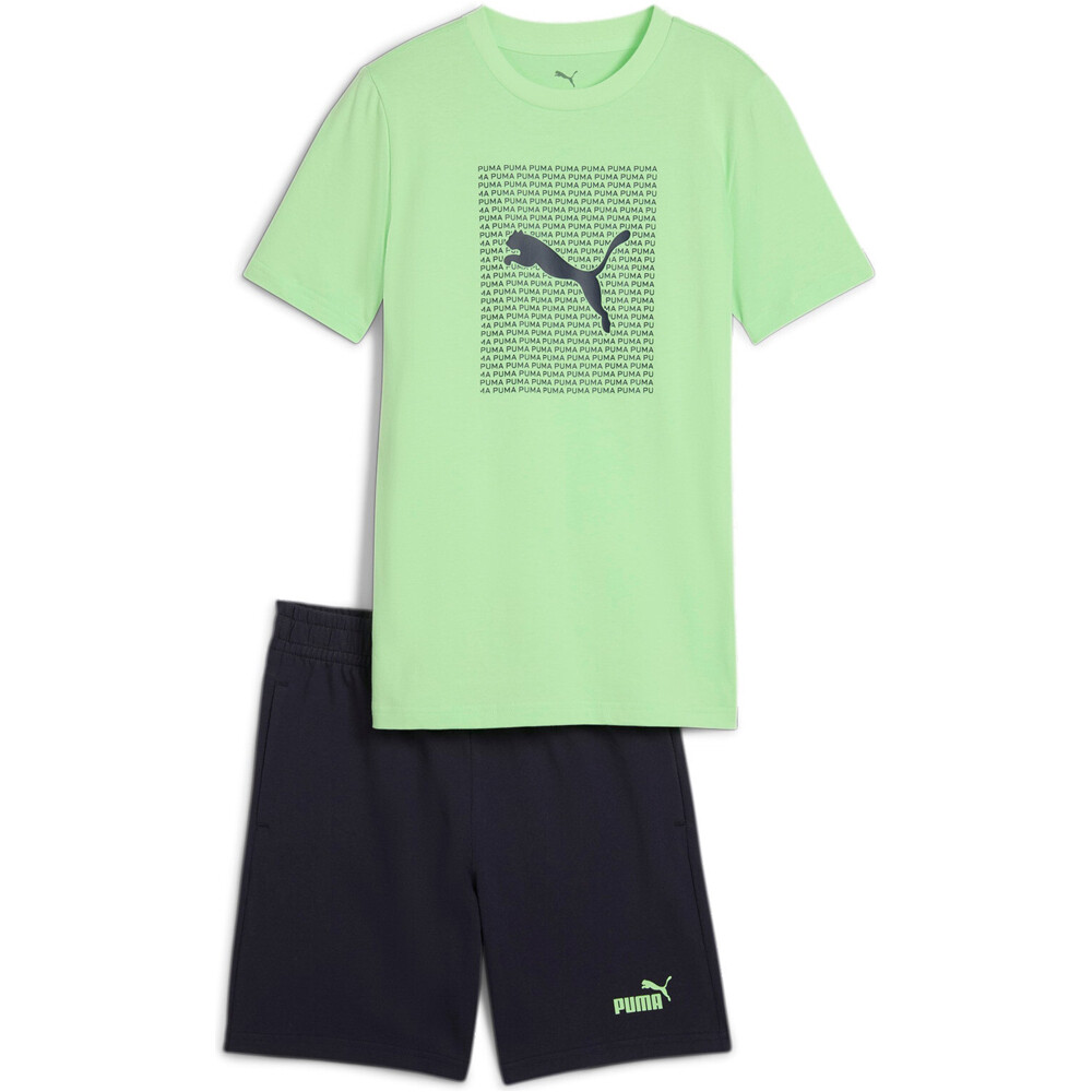 Puma camiseta manga corta niño ESS LOGO LAB Tee and Shorts Set B vista frontal