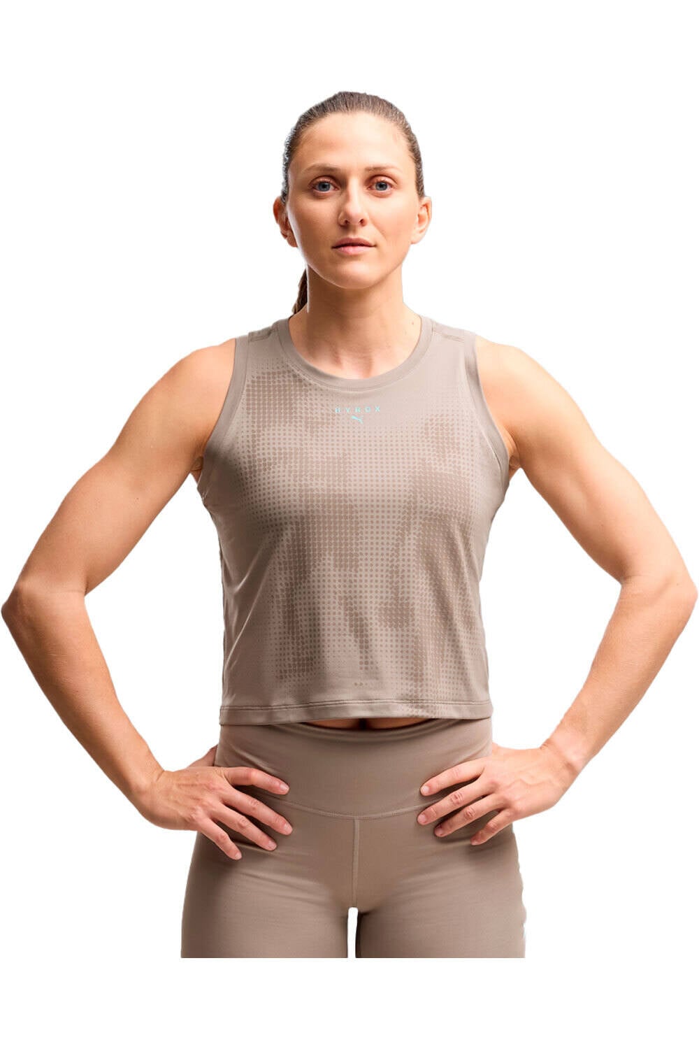 Puma camiseta tirantes fitness mujer W PUMA X HYROX CLOUD vista frontal