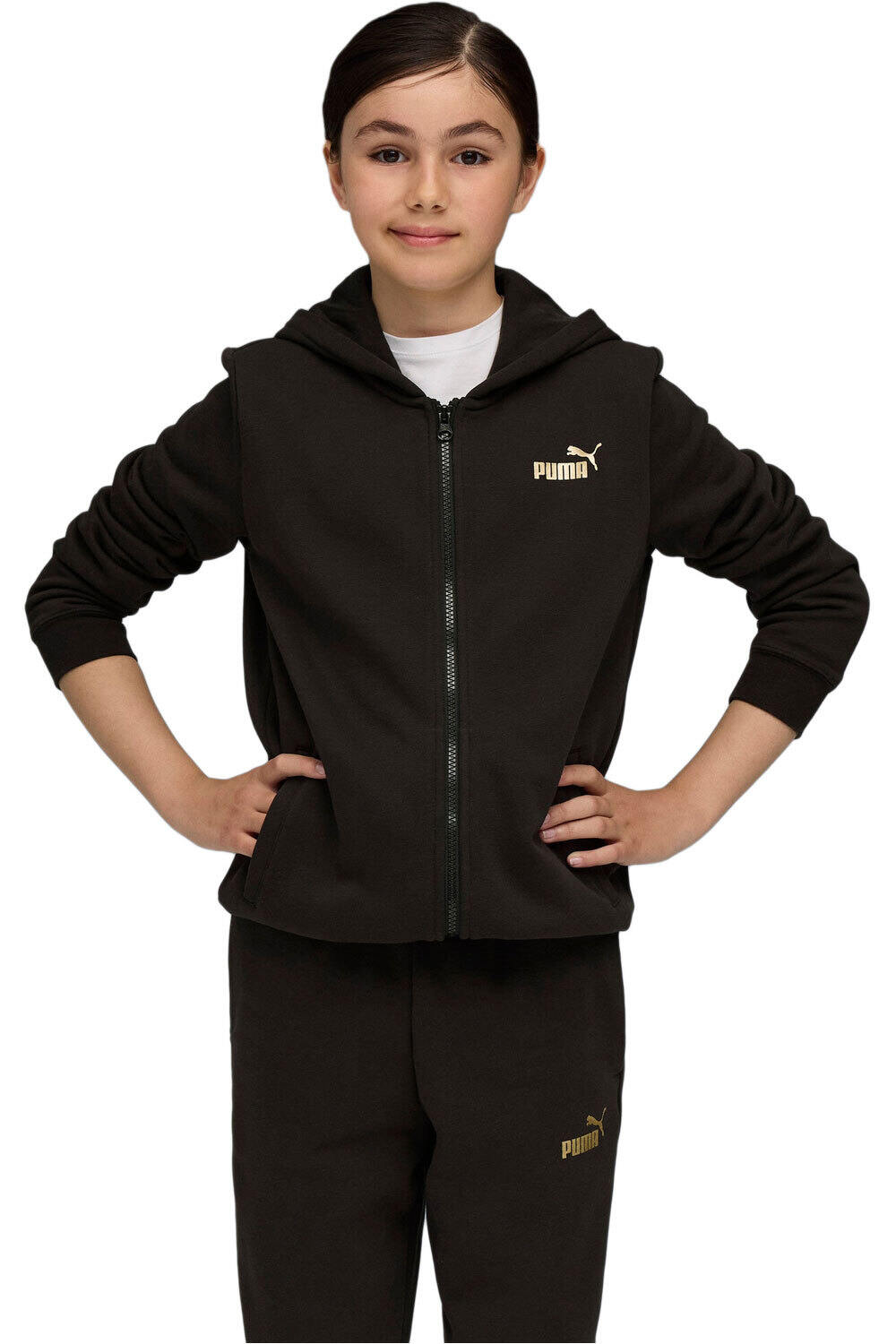 Puma chándal niño Metallic Hooded Swea vista detalle