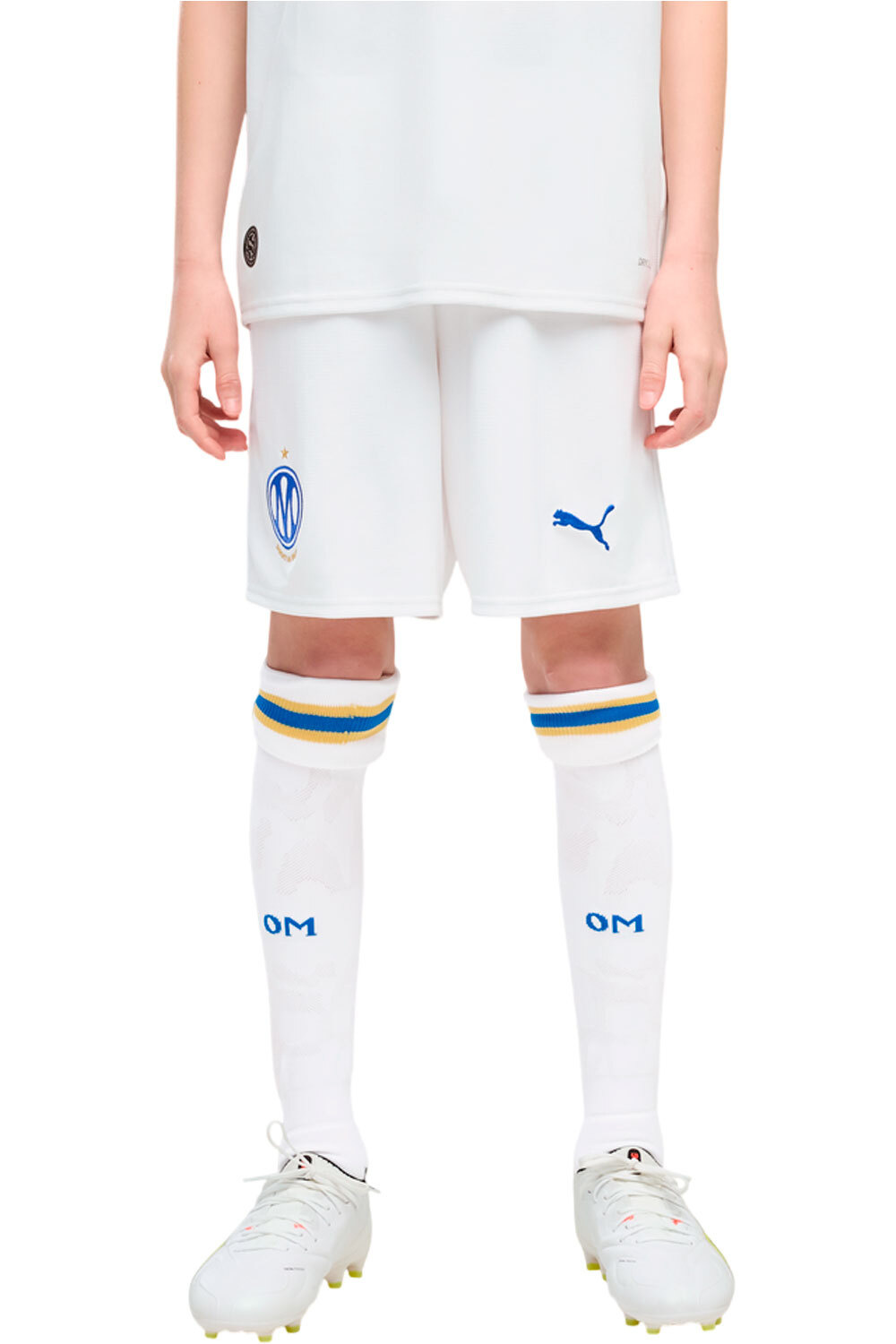 Puma pantalones fútbol oficiales niño OM Shorts Replica Jr vista frontal