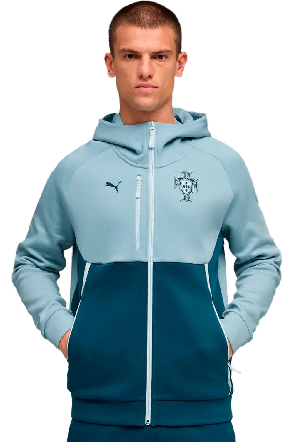Puma sudadera entrenamiento fútbol FPF PUMATECH FZ Hood vista frontal