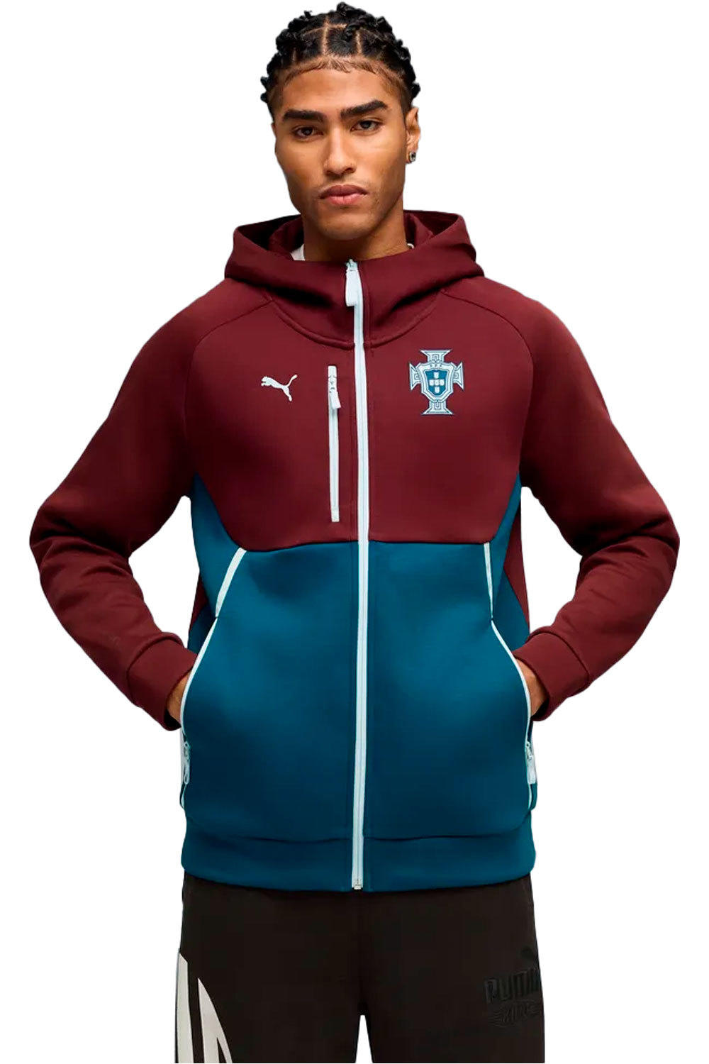 Puma sudadera entrenamiento fútbol FPF PUMATECH FZ Hood vista frontal