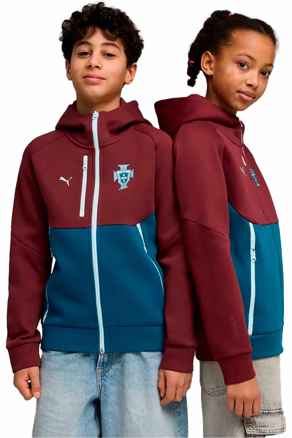 Puma sudadera entrenamiento fútbol niño FPF PUMATECH FZ Hood vista frontal