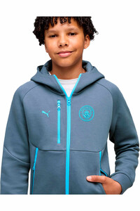 Puma sudadera entrenamiento fútbol niño MCFC PUMATECH FZ Hoo vista detalle