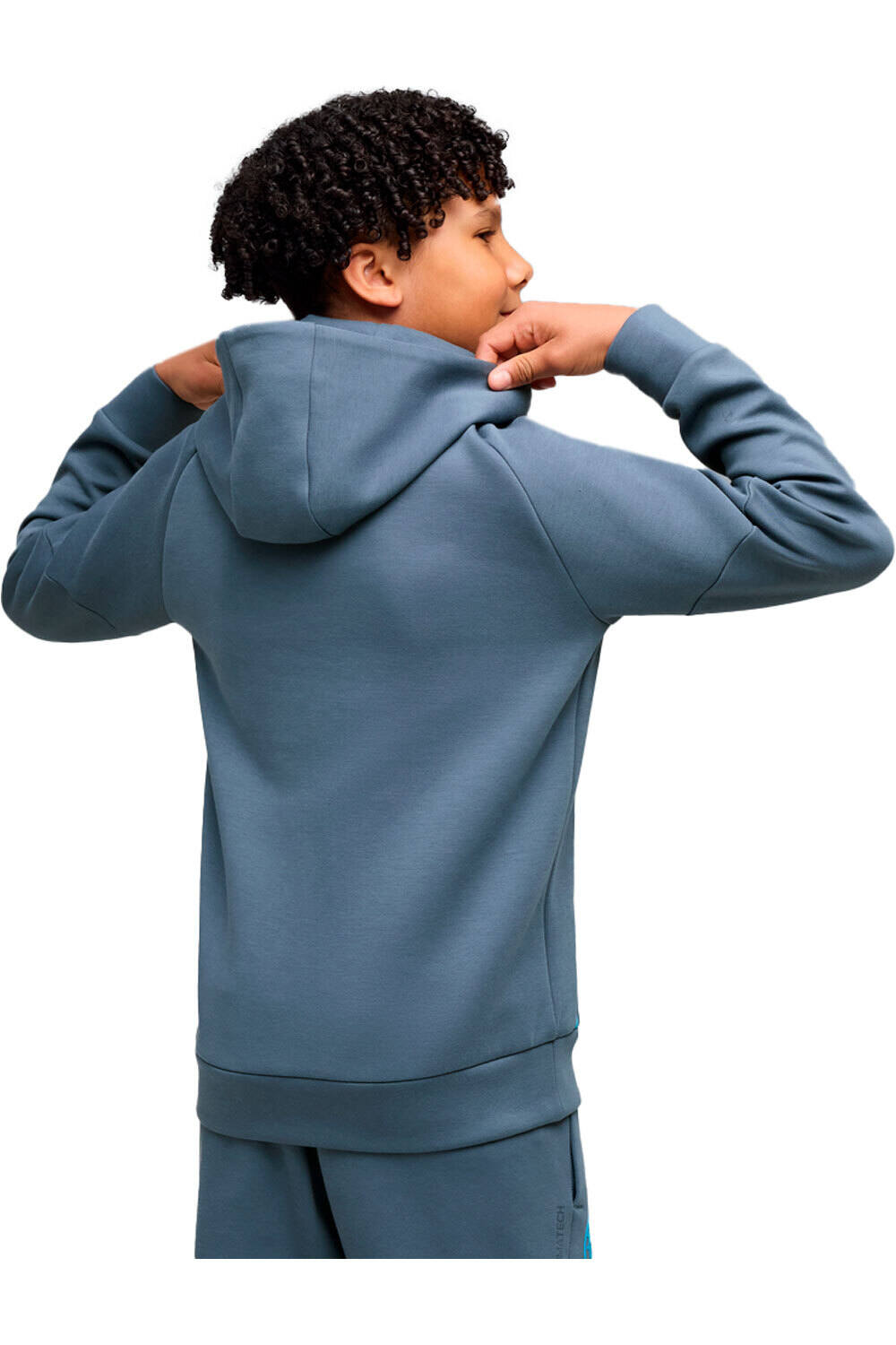 Puma sudadera entrenamiento fútbol niño MCFC PUMATECH FZ Hoo vista trasera