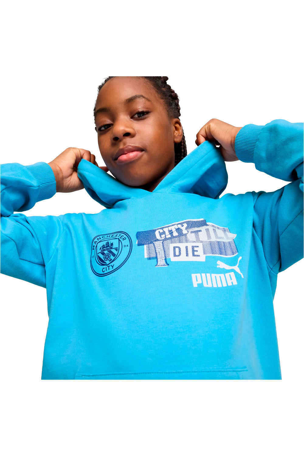 Puma sudadera entrenamiento fútbol niño M.CITY 25 ftblNRGY Hoodie Jr vista detalle
