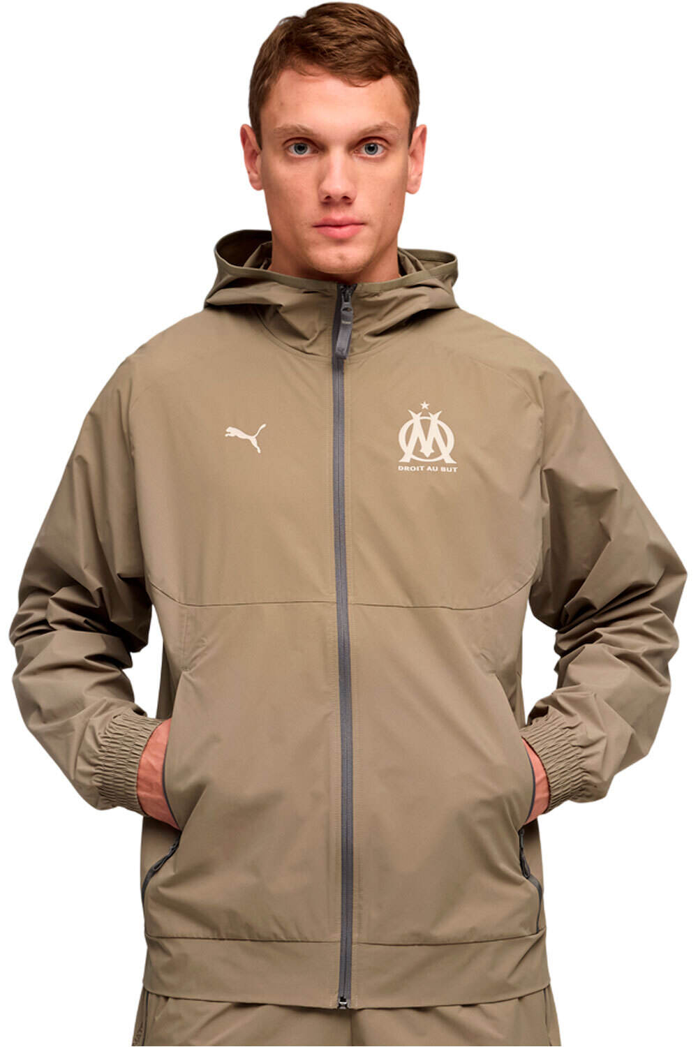 Puma sudadera entrenamiento fútbol OM PUMATECH Woven Ja vista frontal