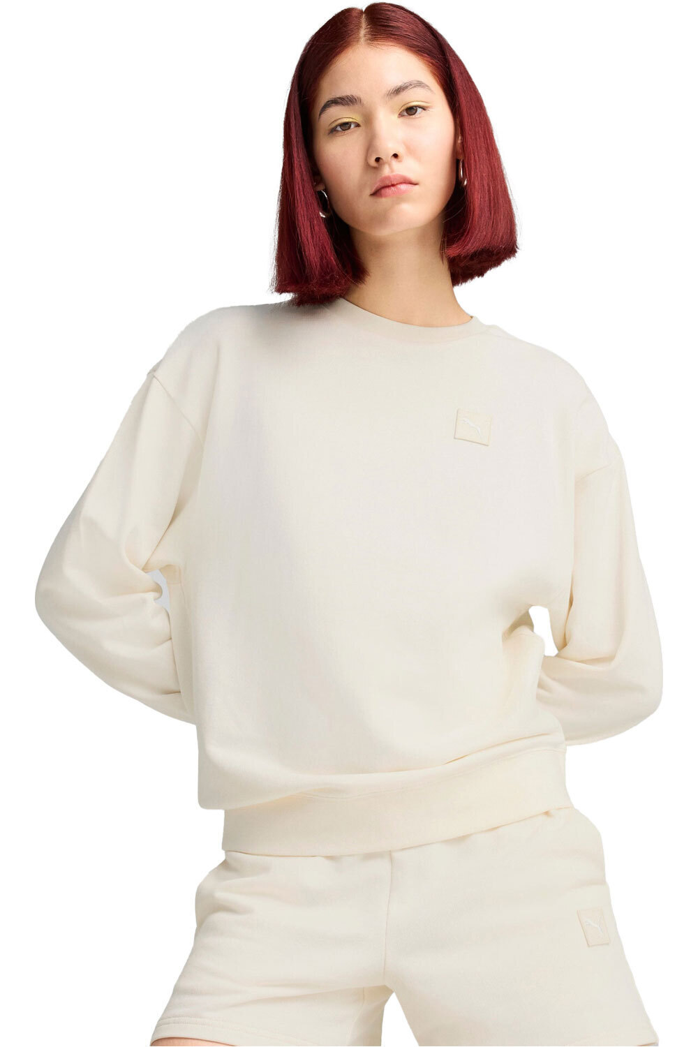 Puma sudadera mujer ESS ELEVATED Comfort Crew TR vista frontal