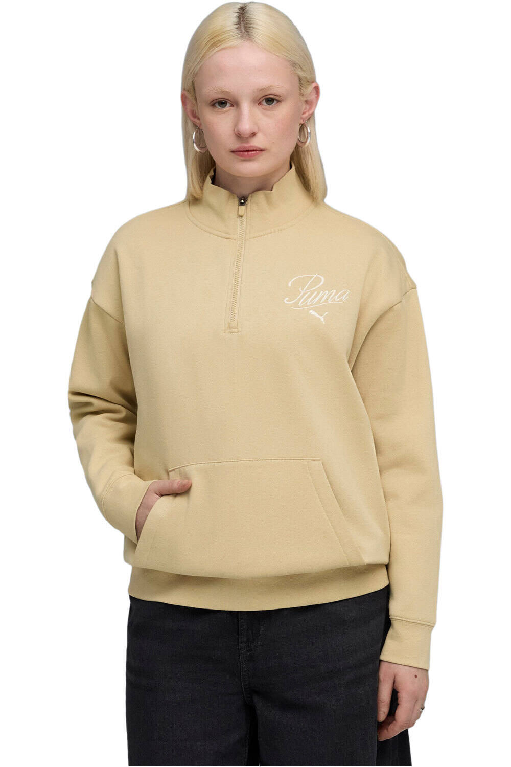 Puma sudadera mujer ESS SCRIPT Relaxed H vista frontal
