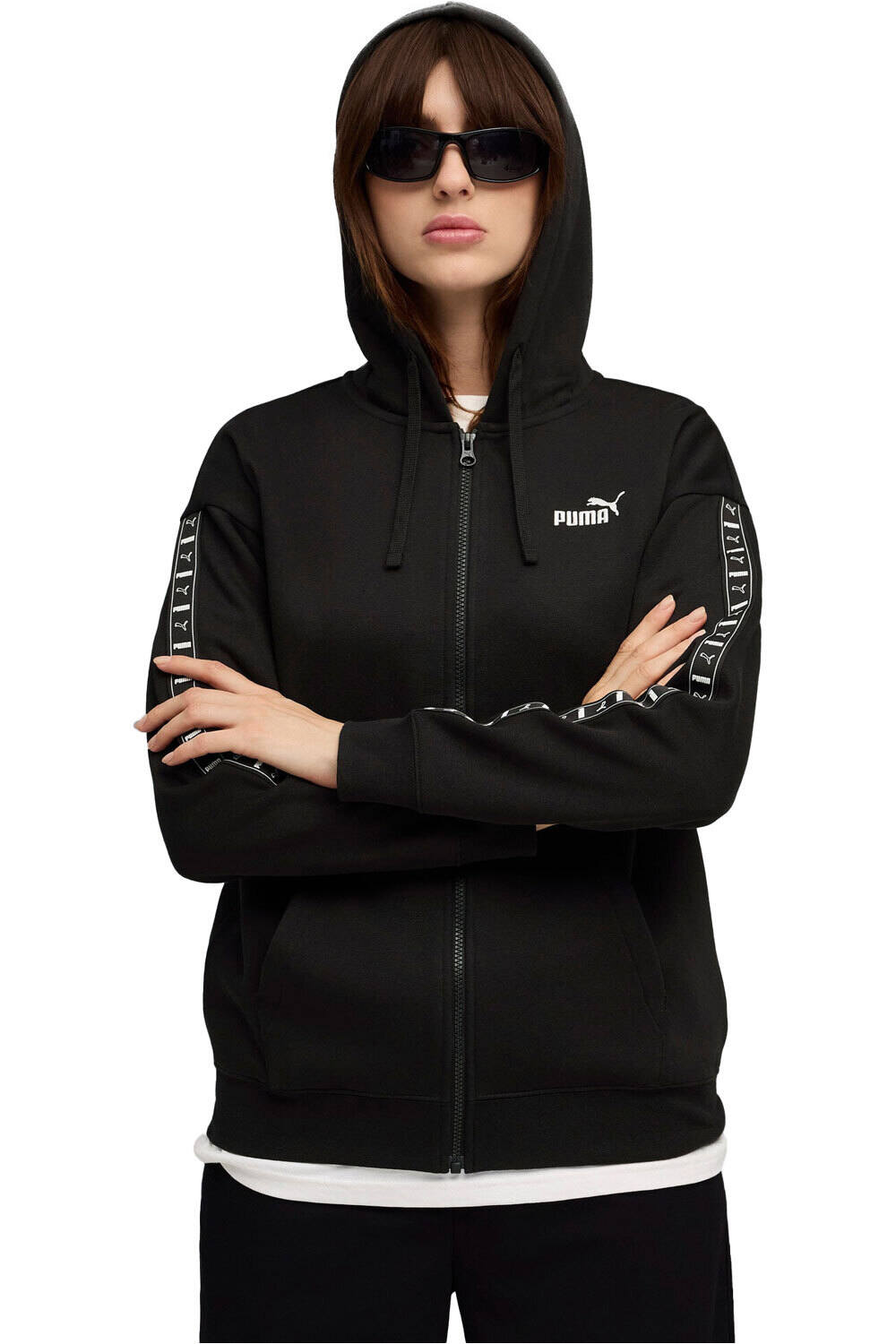 Puma sudadera mujer ESS TAPE Relaxed Ful vista frontal
