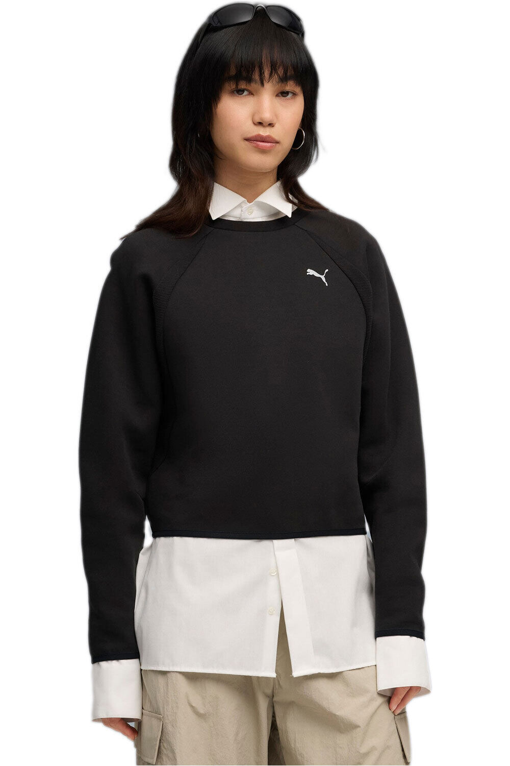 Puma sudadera mujer EVOSTRIPE Comfort Sh vista frontal