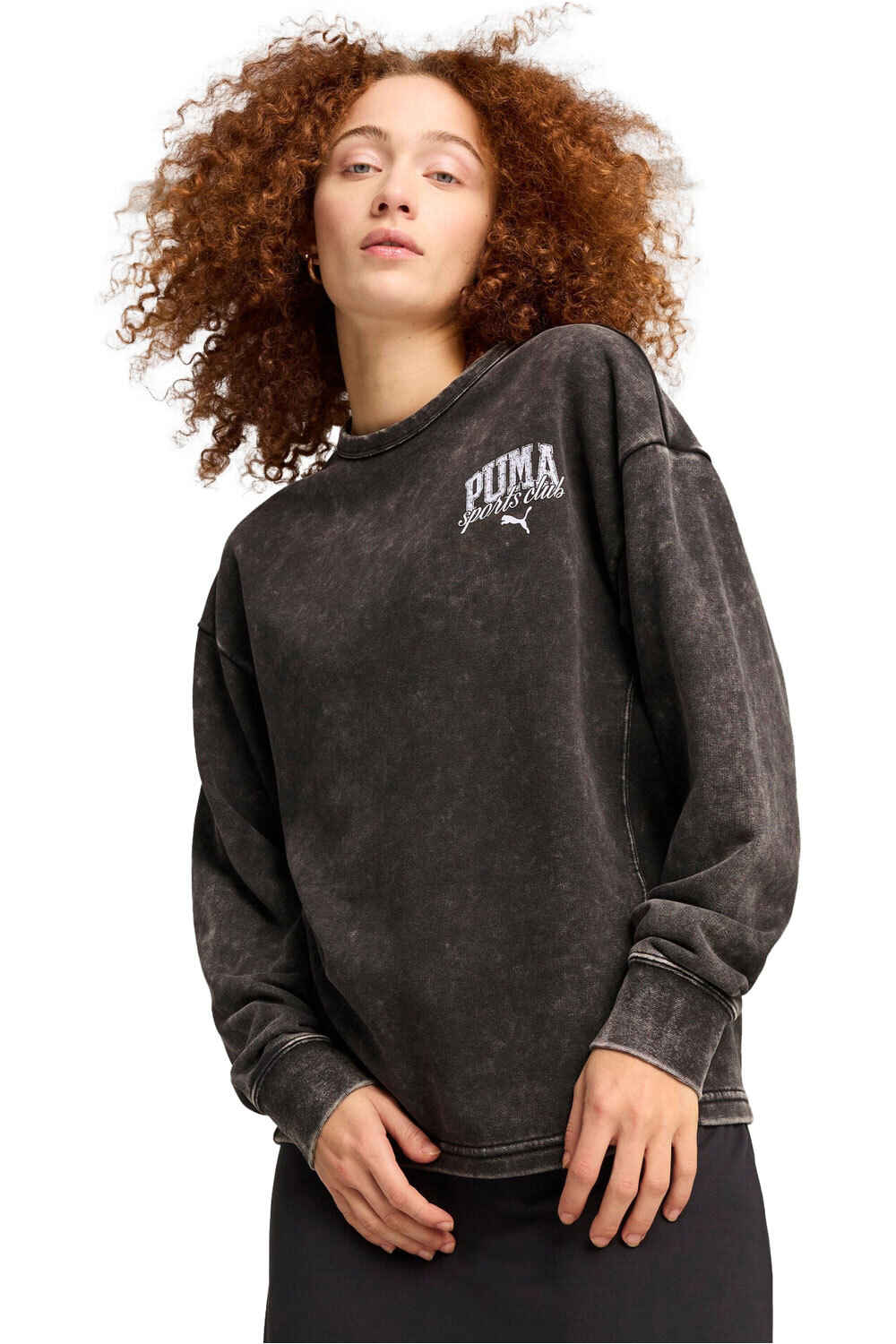 Puma sudadera mujer PUMA CLASS Comfort Washed Crew TR vista frontal