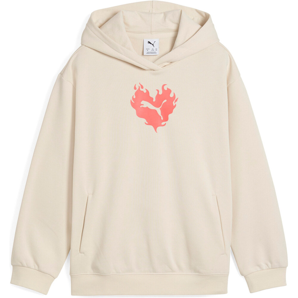 Puma sudadera niña FLAMING LOVE Hoodie TR G vista detalle