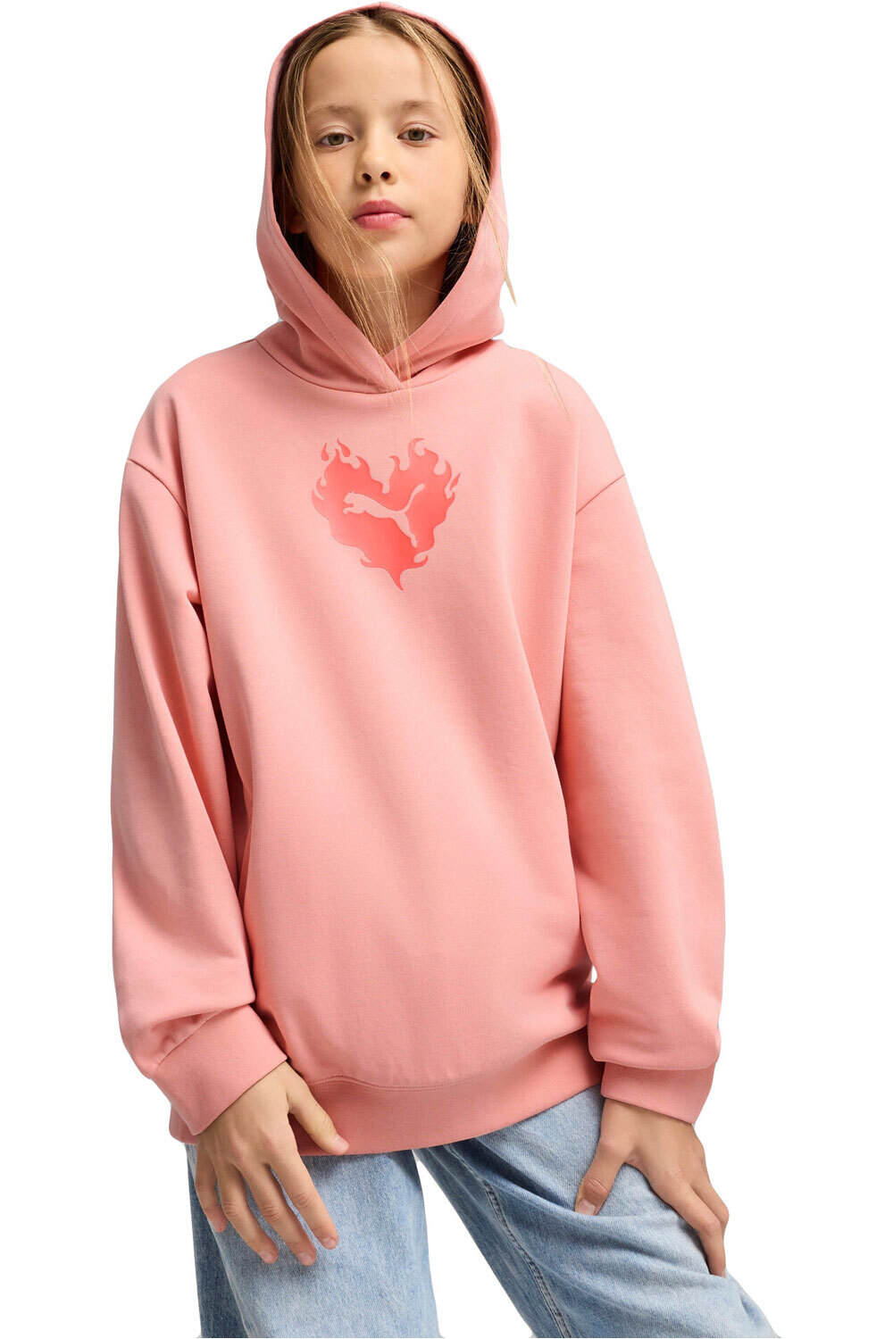Puma sudadera niña FLAMING LOVE Hoodie TR G vista frontal