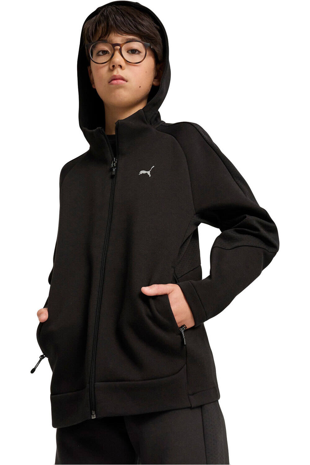 Puma sudadera niño EVOSTRIPE Full-Zip H vista frontal