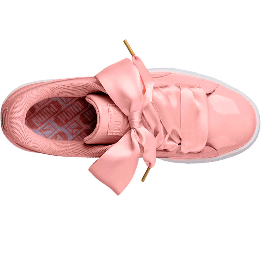 Puma zapatilla moda mujer Basket Heart Patent Wn's Peach vista superior