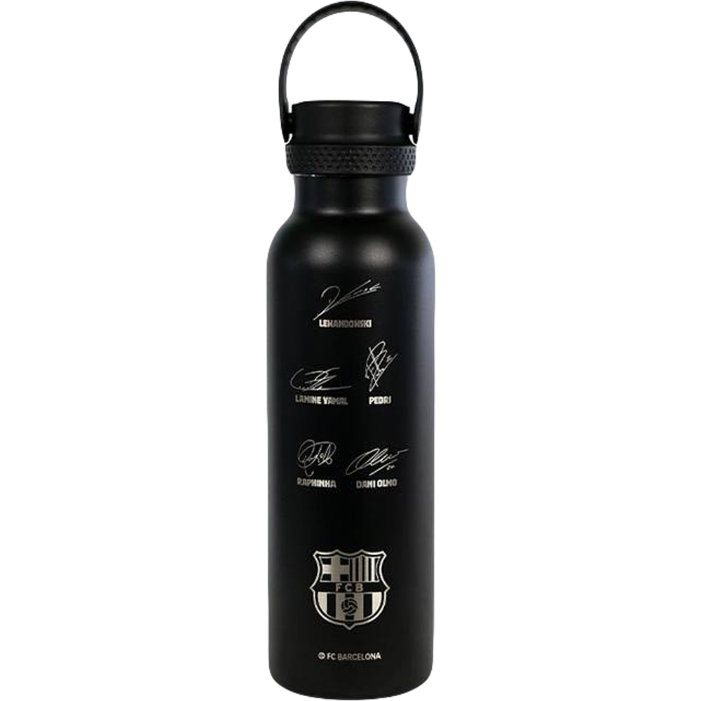 Runbott merchandaising equipos de fútbol oficiales BOTELLA FCB - FIRMAS ESCUDO 600ML vista frontal