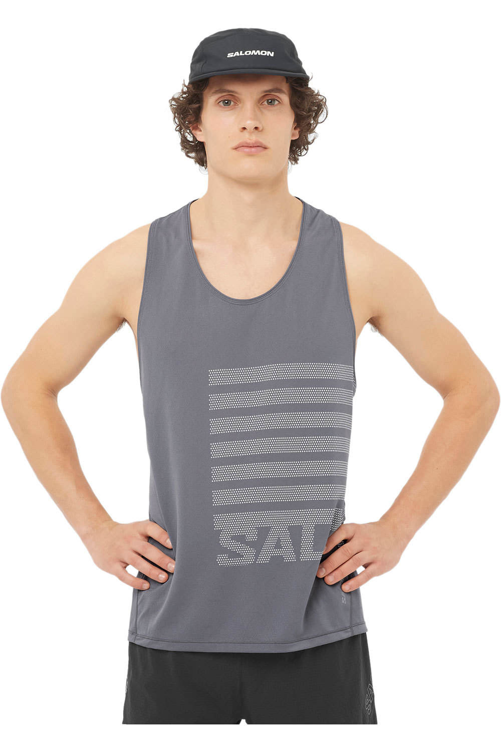 Salomon camiseta entrenamiento tirantes hombre SENSE AERO SINGLET GFX M vista frontal